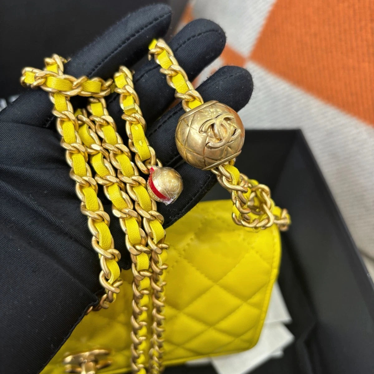 Chanel Woc Chain Shoulder Bag Crossbody Bag Gold Hardware Yellow Women
