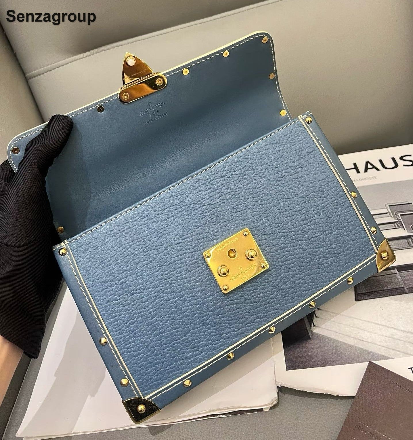 Louis Vuitton Suhali PM Lambskin Shoulder Bag Blue Gold Used Women Classic
