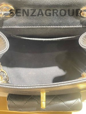 Chanel Quilted Chain Backpack Black Gold Hardware Classic Women's Bag