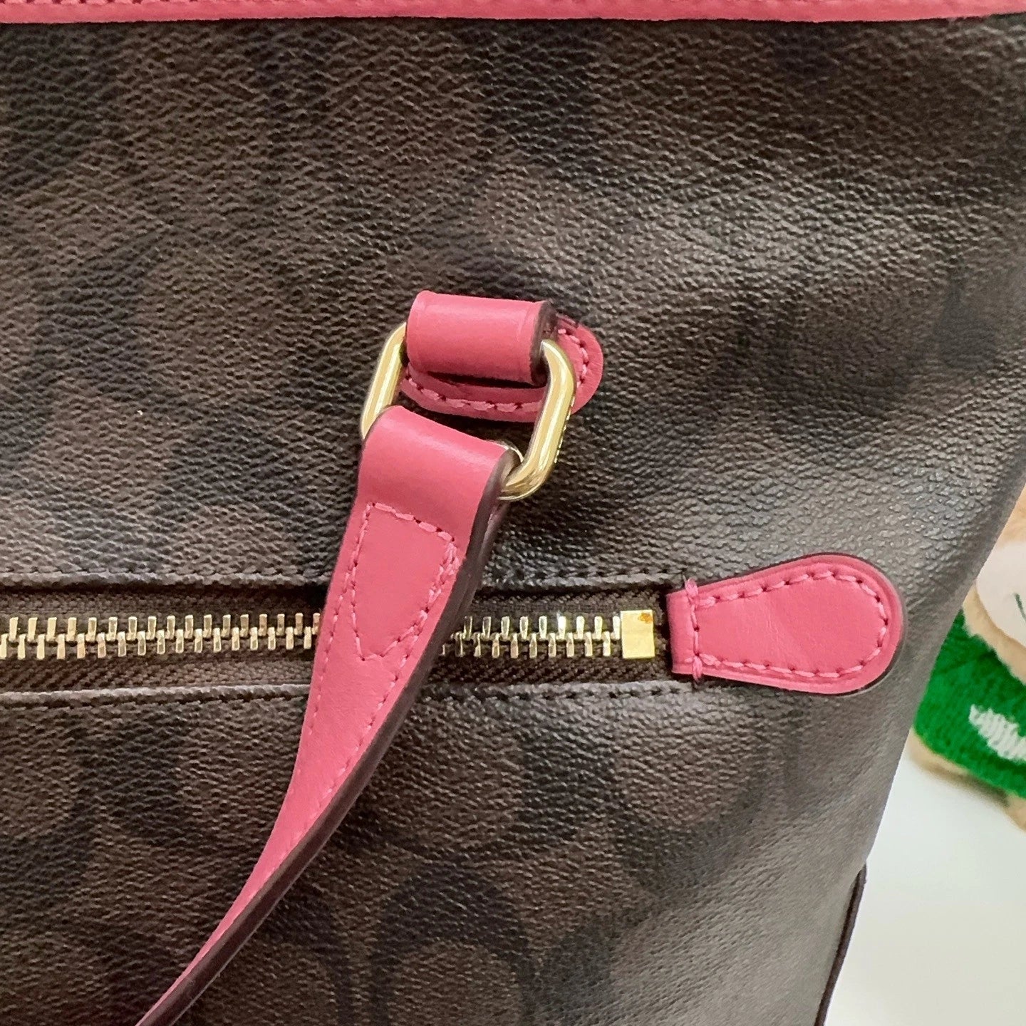 COACH Classic Monogram Canvas Leather Zip Top Tote Shoulder Bag For Women