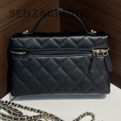 Chanel Black Caviar Leather Classic Flap Bag with Chain Strap