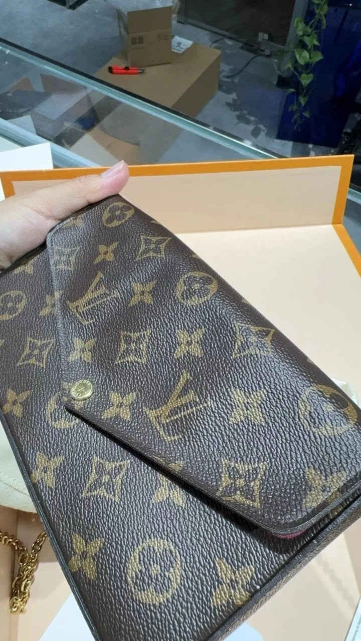 Louis Vuitton Felicie Pochette Monogram Brown Canvas Crossbody Shoulder Bag