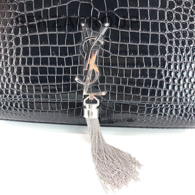 YSL Saint Laurent Black Silver Tassel Chain Shoulder Crossbody Bag