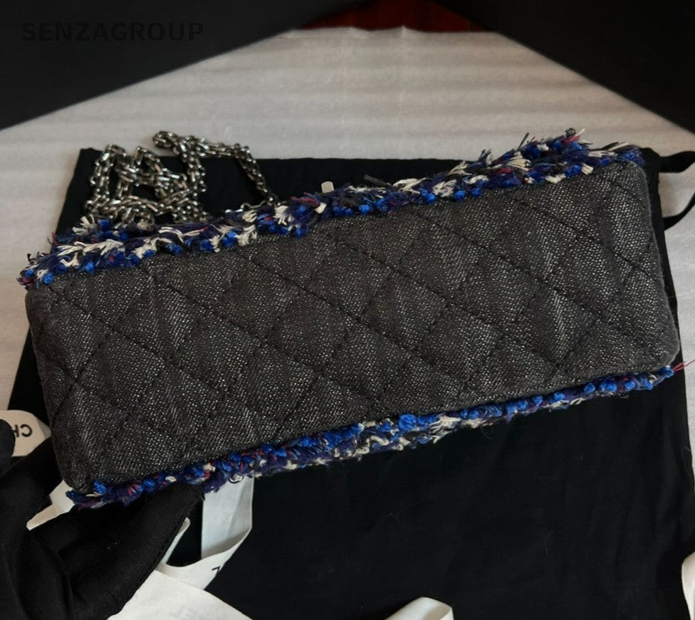 Chanel 2.55 Chain Crossbody Shoulder Bag Blue Black Silver Women Diamond Classic
