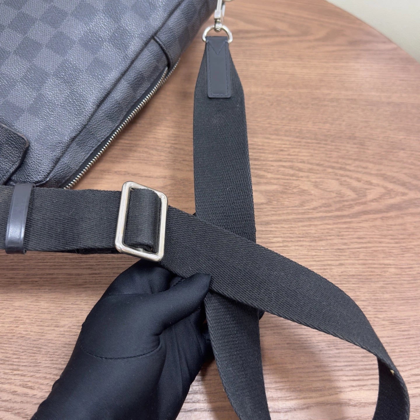 Authentic Louis Vuitton Damier Graphite Black Sling Bag Silver Hardware