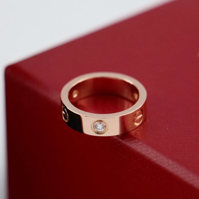 Cartier Classic Love Ring 5.5mm 18k Rose/Pink Gold 3 Diamonds EU50/US5.25