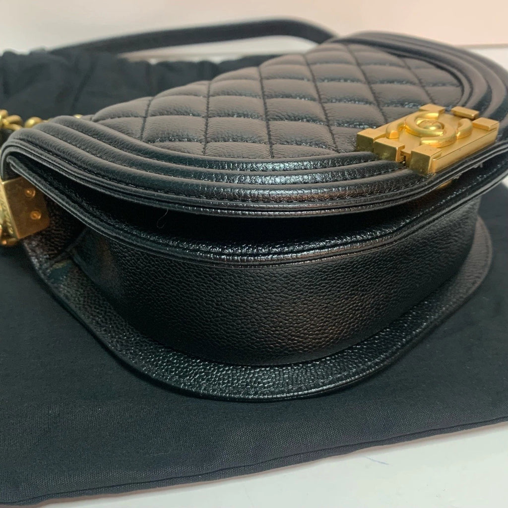 CHANEL Boy Caviar Leather Shoulder Bag For Women