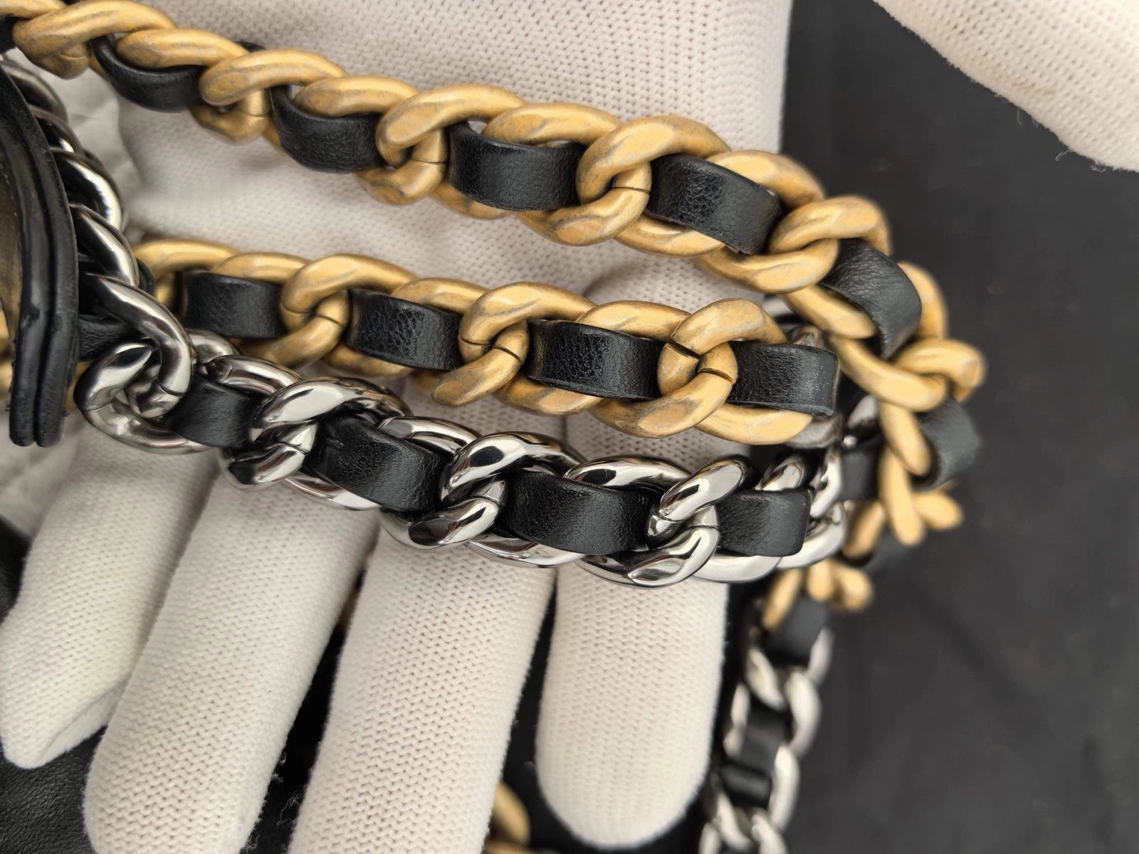 Chanel 19 Bag Crossbody Bag Lambskin Black Gold Diamond Women Classic