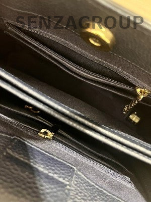 Chanel Blue Gold Hardware Leather Shoulder Bag Classic Women's Fashion