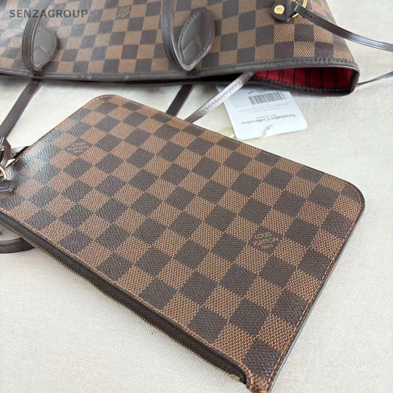 Louis Vuitton Damier NF MM Shoulder Bag Brown Gold Used Women Classic