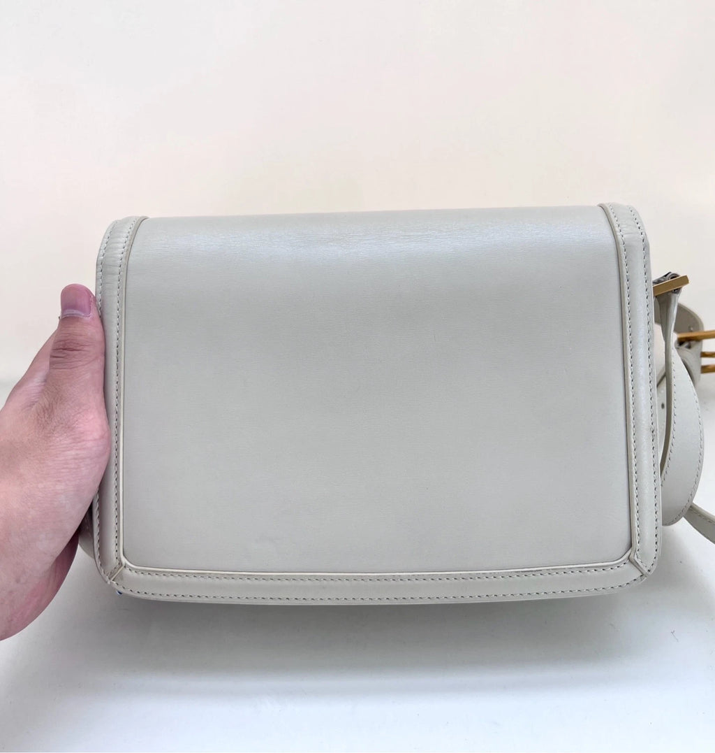 Saint Laurent White Gold Medium Leather Shoulder Bag For Women