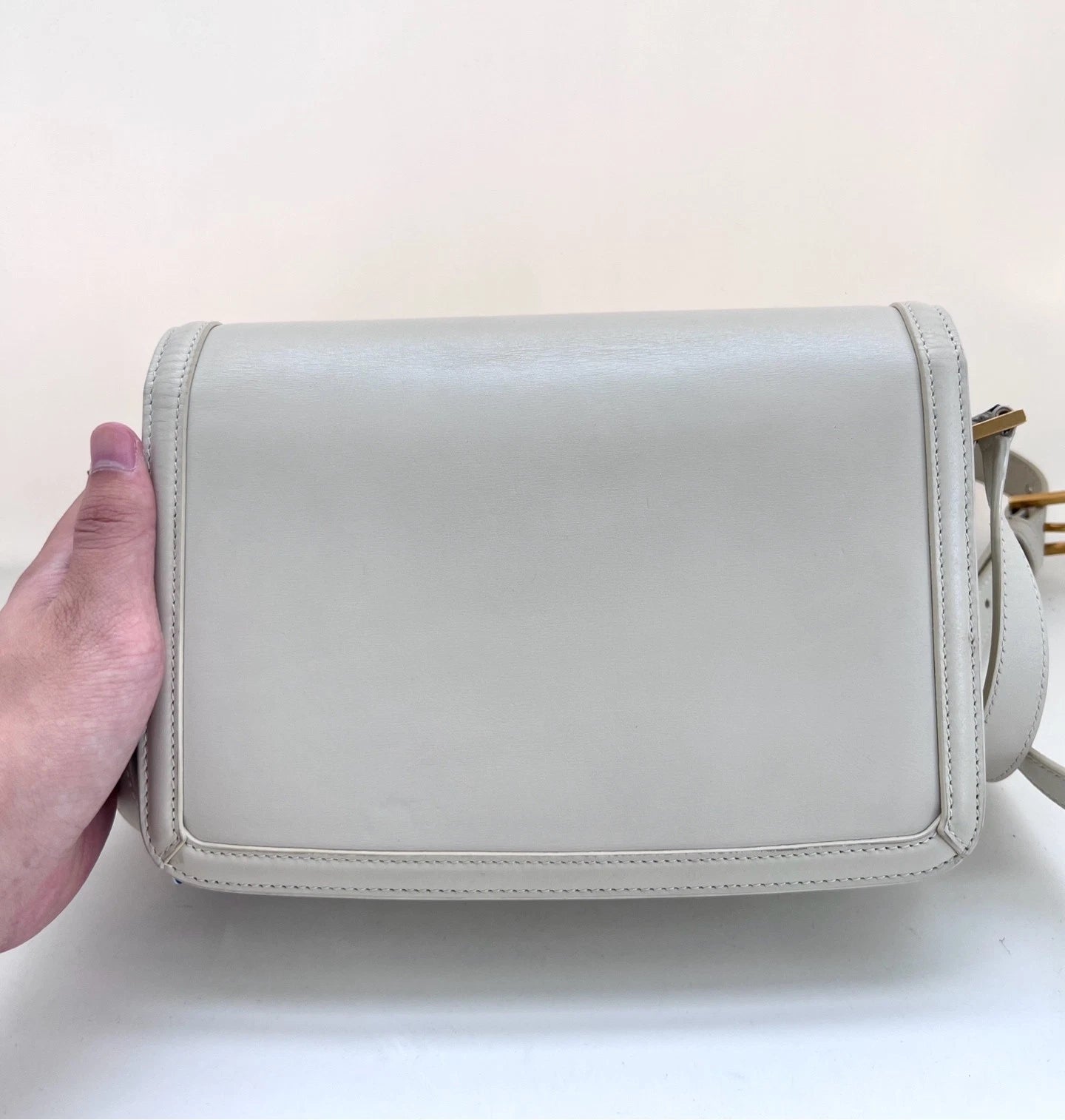 Saint Laurent White Gold Medium Leather Shoulder Bag For Women