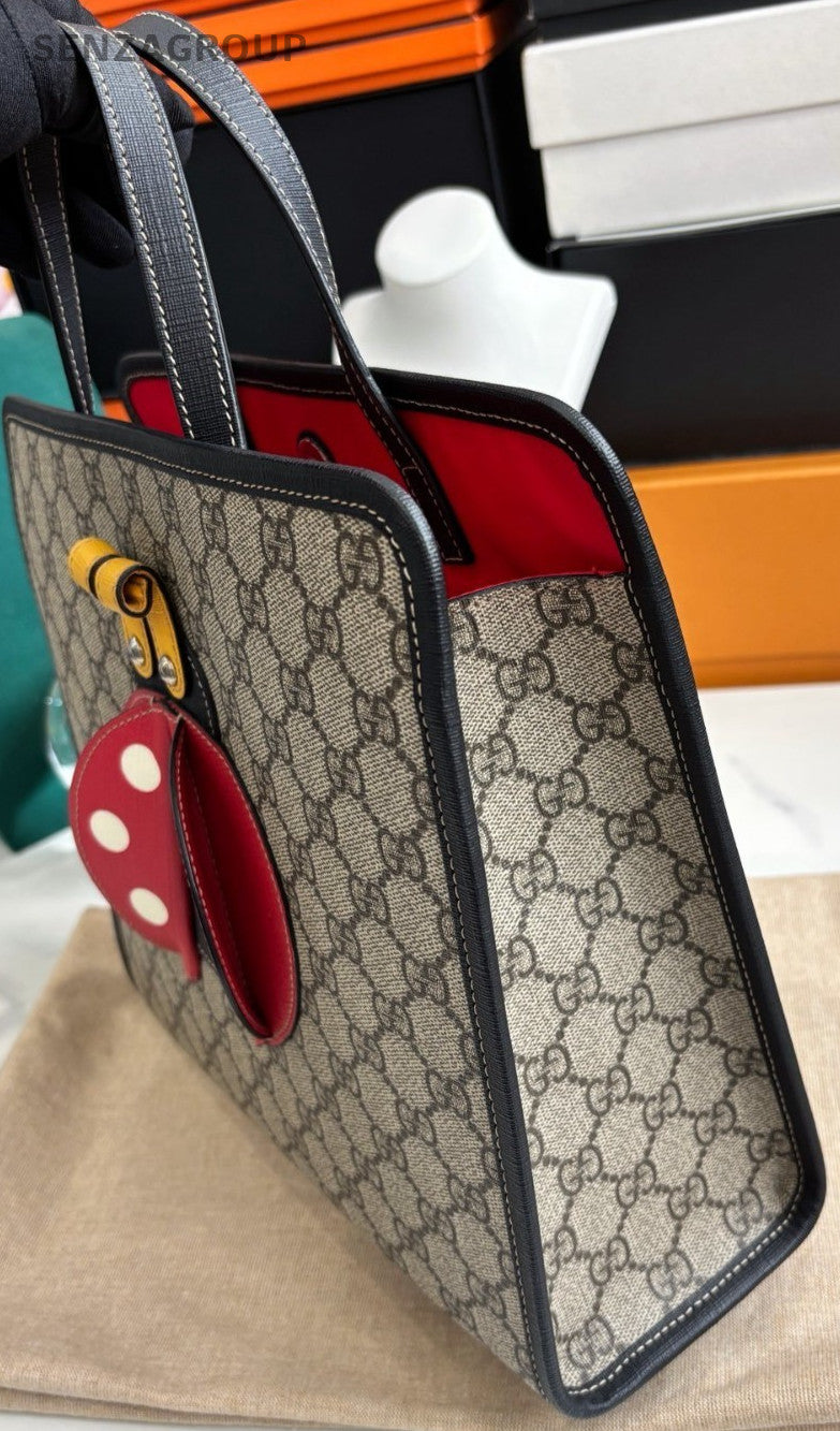 Gucci Tote GG Supreme Top Handle Shoulder Bag Brown Women