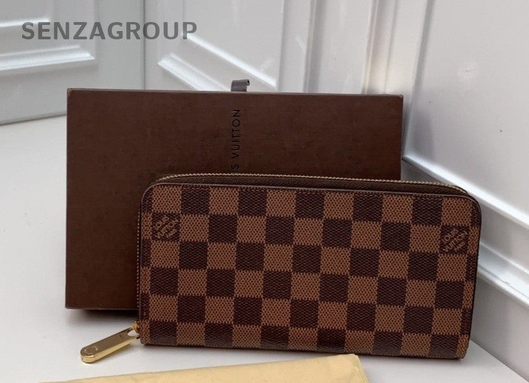 Louis Vuitton Damier Ebene Long Wallet Clutch Handbag Brown