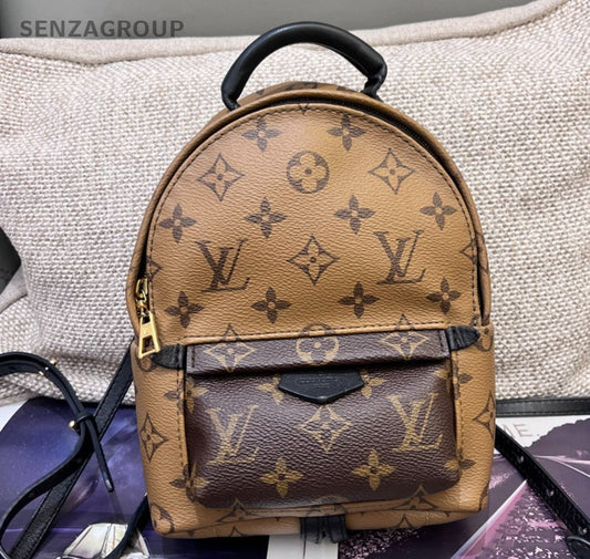 Louis Vuitton Palm Springs Mini Monogram Backpack Brown Gold Used Women Classic