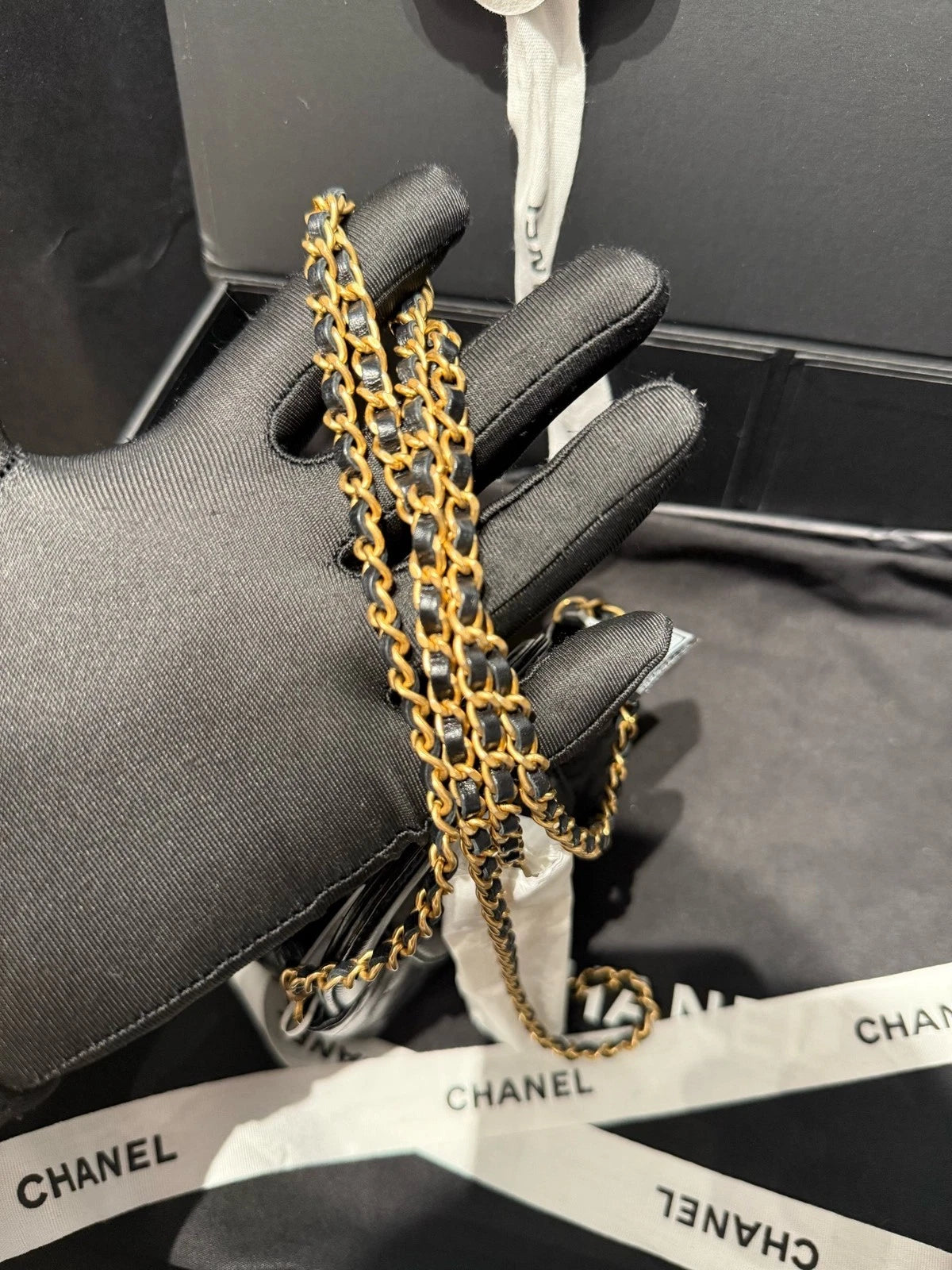 CHANEL Black Gold Ultra Mini Kelly Top Handle Bag For Women