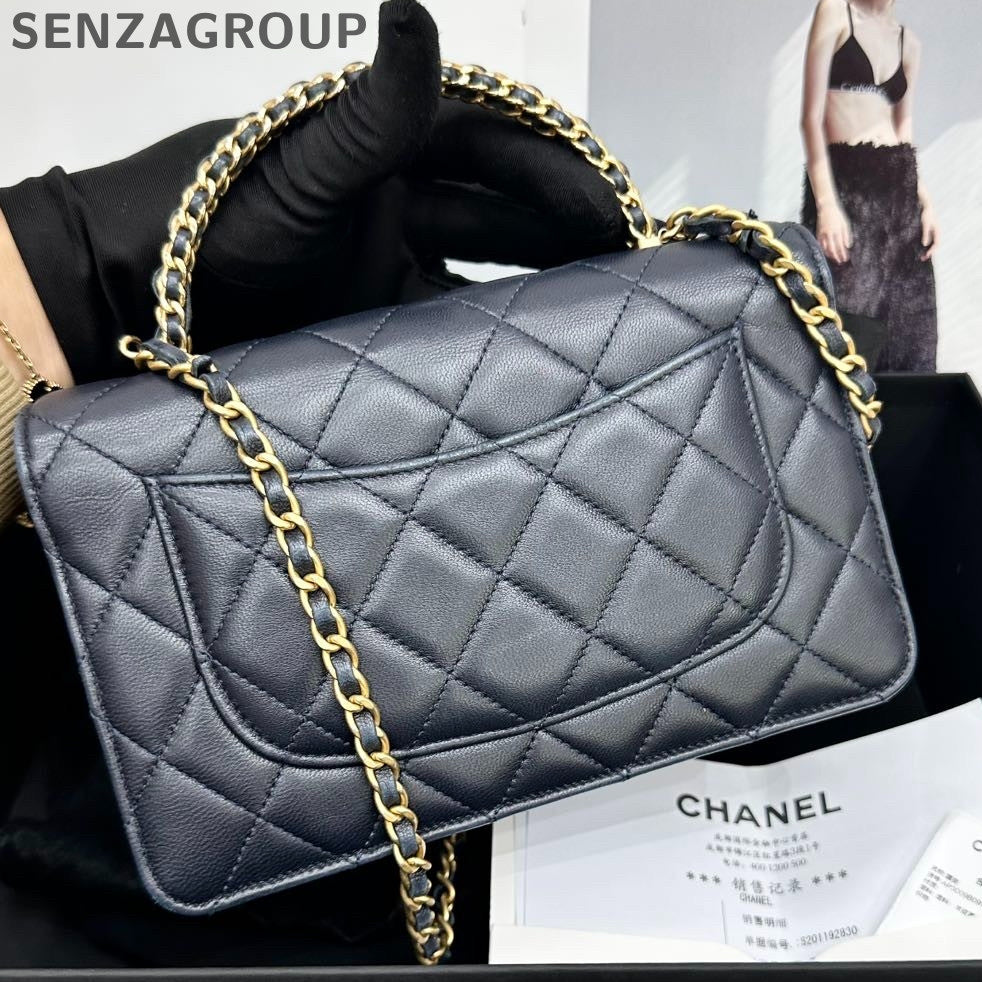 Chanel Classic Quilted WOC Chain Bag Blue Gold - Timeless Women's Style