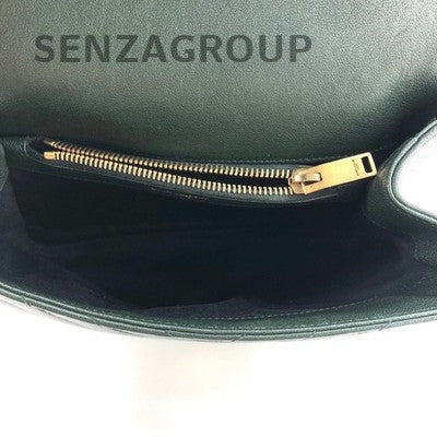YSL Saint Laurent College Green Gold Hardware V-Stitch Tote Shoulder Bag