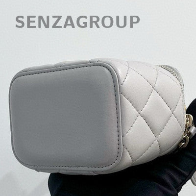 Chanel Grey Lambskin Mini Square Flap Bag with Gold Hardware