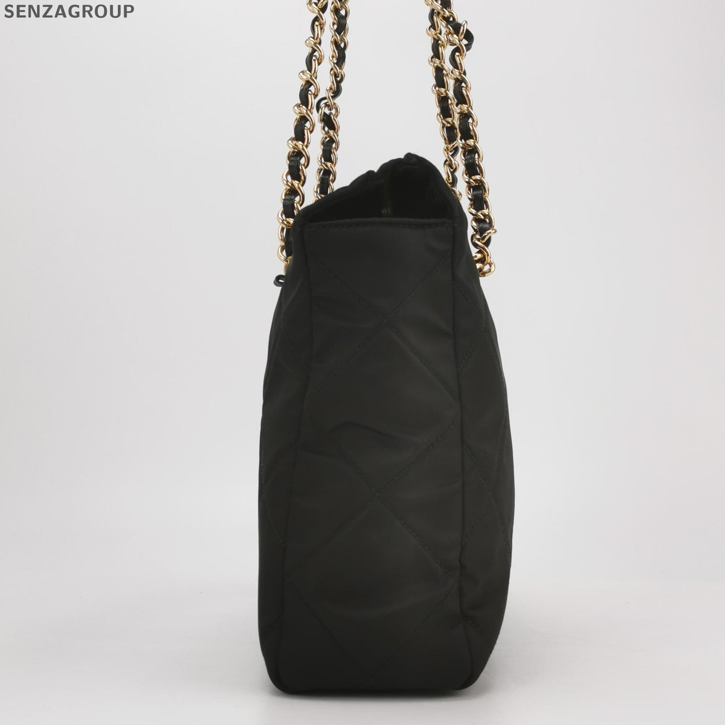 Prada Black Gold Parachute Chain Shoulder Bag Classic Women