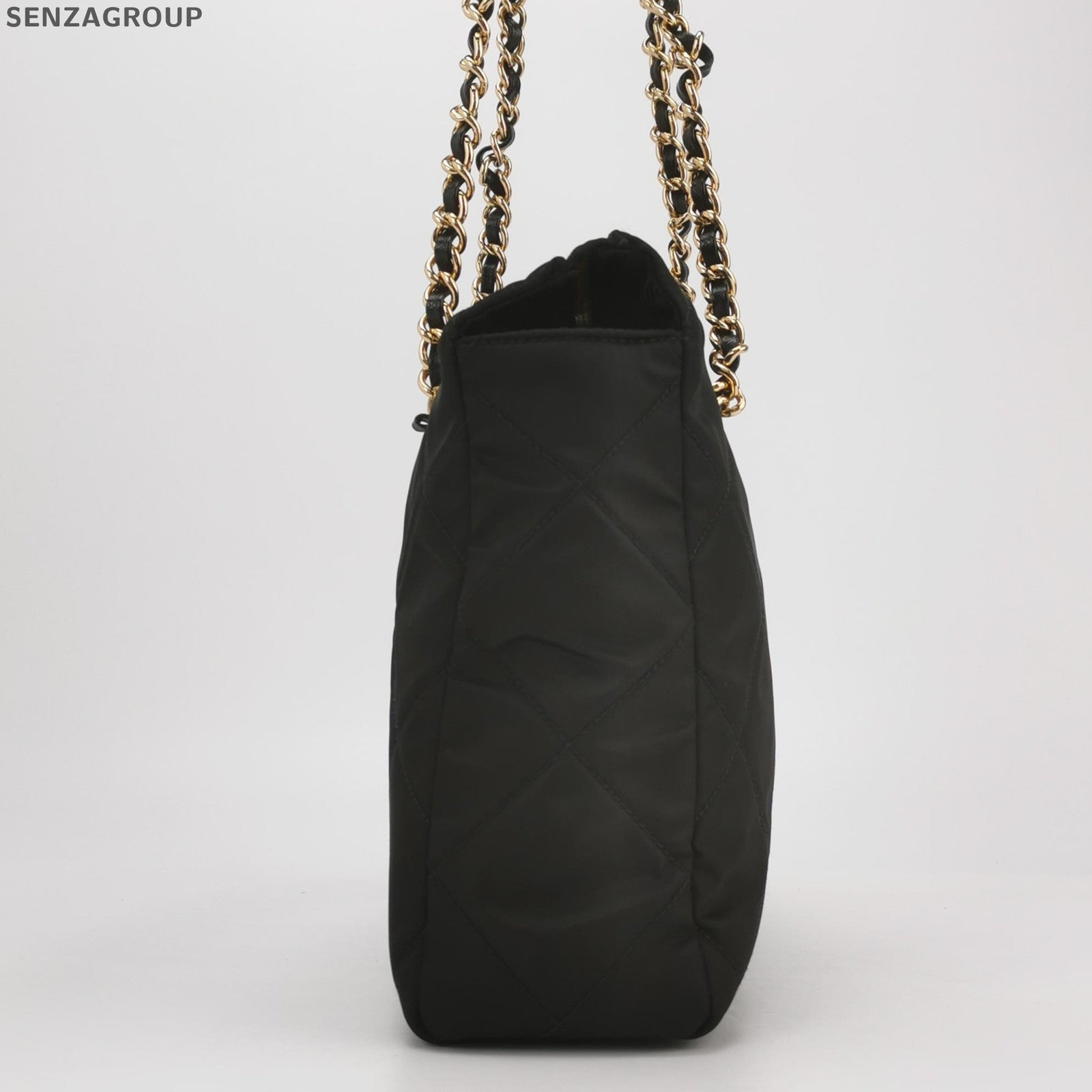 Prada Black Gold Parachute Chain Shoulder Bag Classic Women