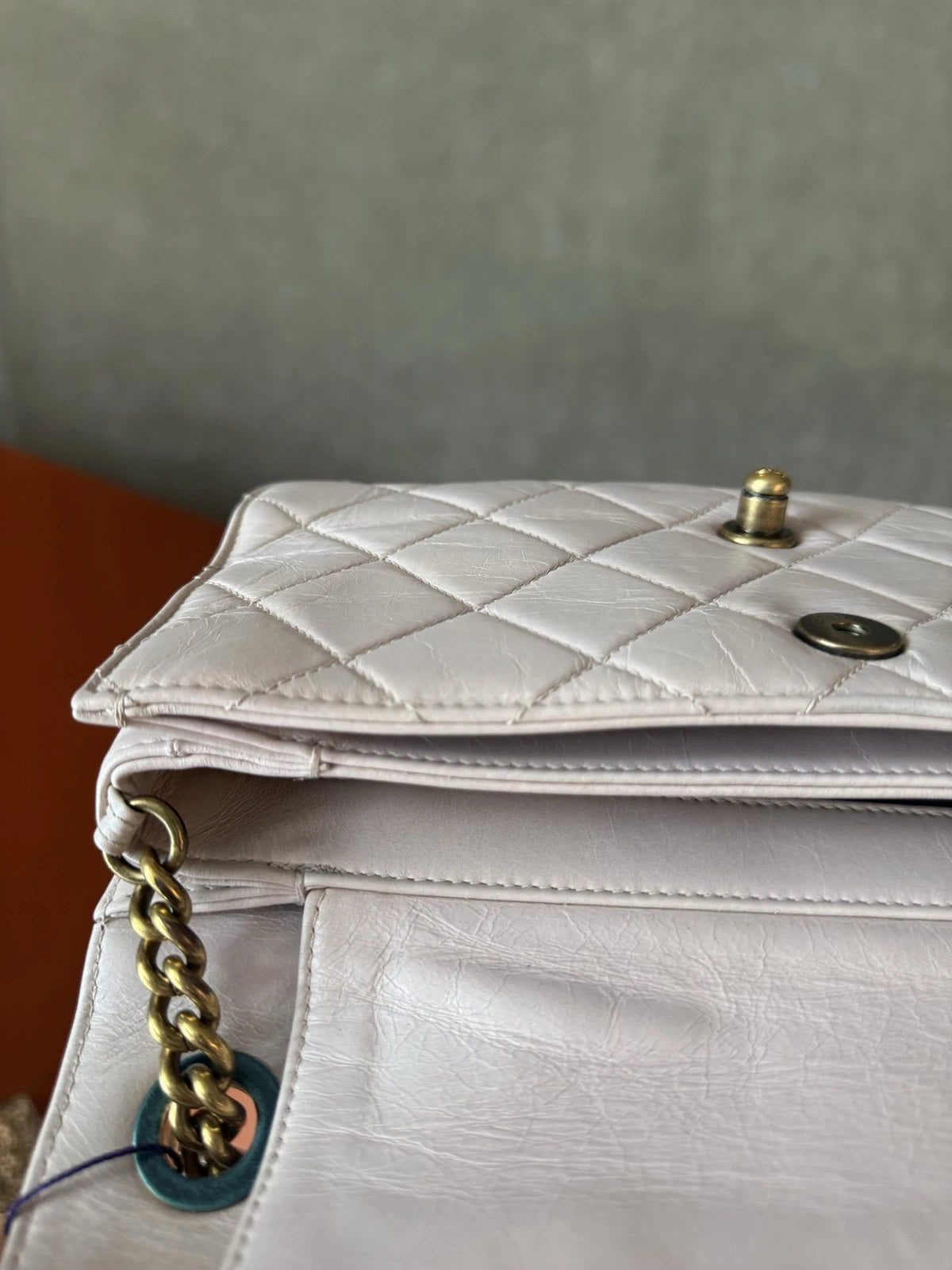 Chanel Bombay MM Chain Top Handle Shoulder Bag Lilac Gold Women Classic