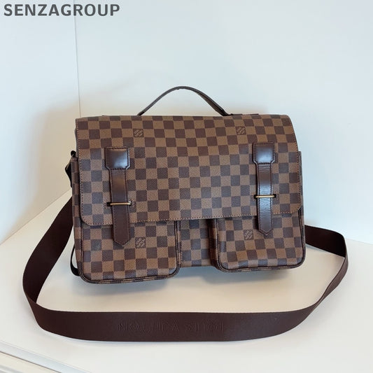 Louis Vuitton Satchel Damier Ebene Top Handle Crossbody Brown Unisex Adults