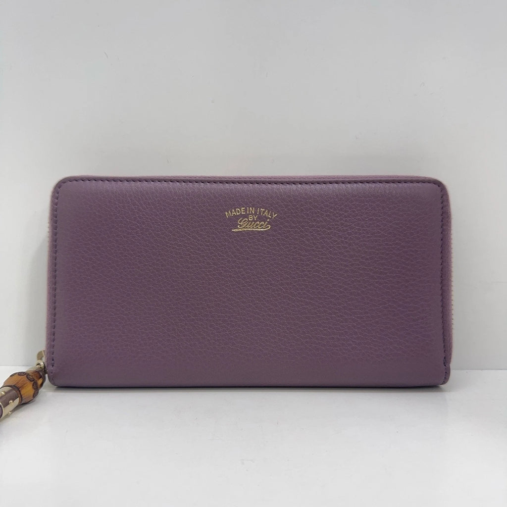 Gucci Light Purple Bamboo Limited Zip Long Wallet Clutch For Women
