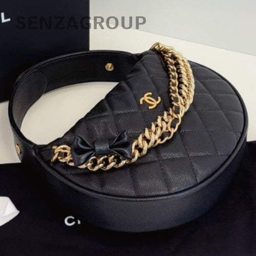 Chanel 24S Hobo Calfskin Top Handle Bag Black Gold Women Classic Fashion