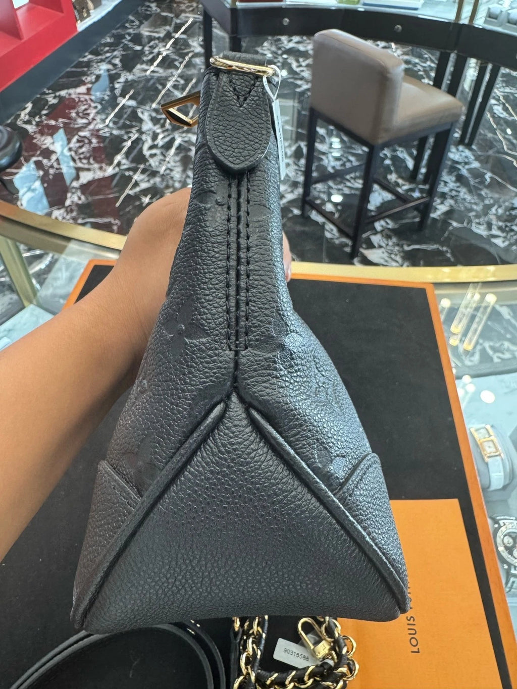 Louis Vuitton Boulogne Black Embossed Leather Shoulder Crossbody Bag