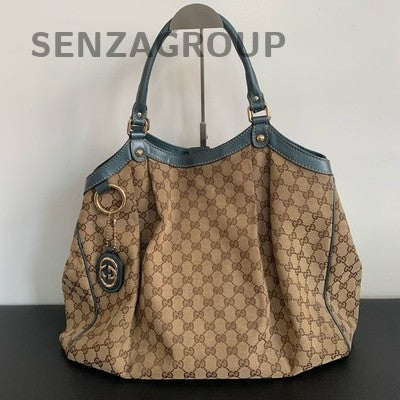 Gucci GG Canvas Blue Tote Shoulder Bag Women's Classic