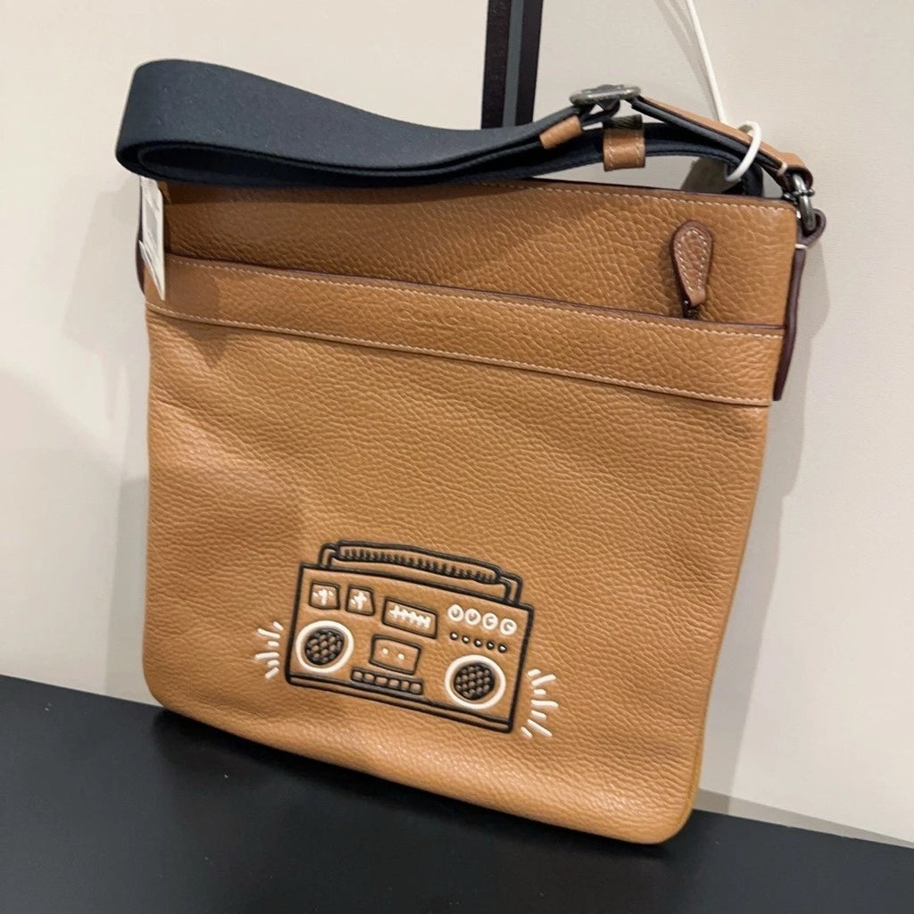Coach Printed Leather Shoulder Crossbody Bag Brown