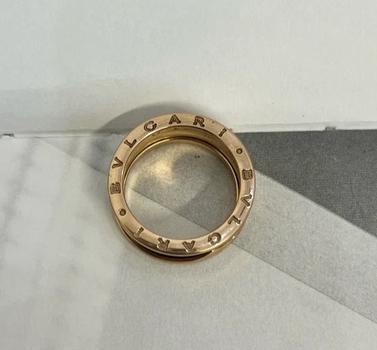 Bvlgari B. Zero1 18k Rose Pink Gold 3 Band Ring EU57/US8