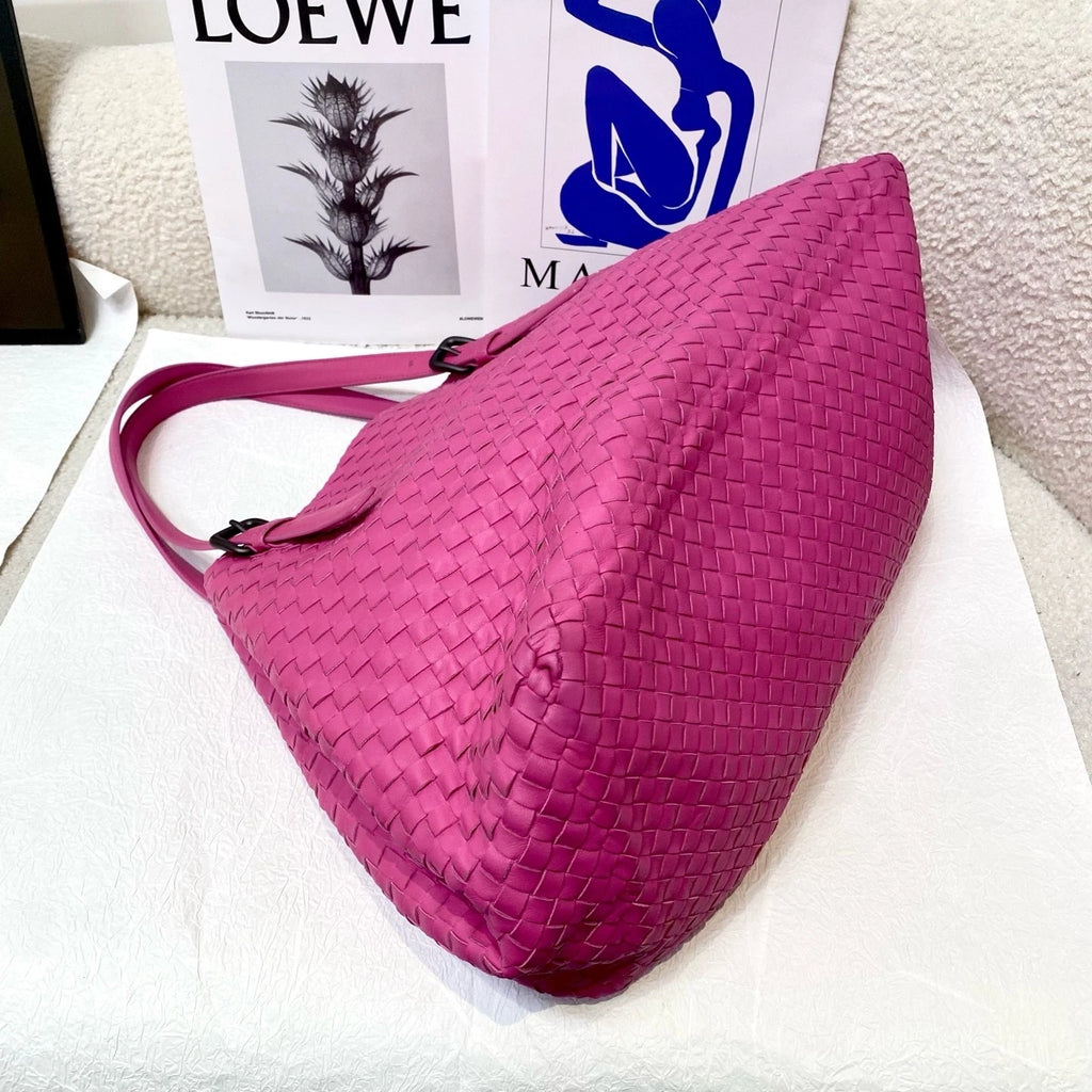 Bottega Veneta Pink Woven Tote Handbag For Women