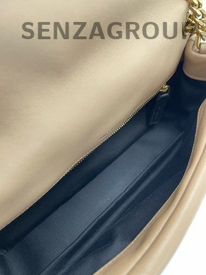 Saint Laurent Beige Gold Chain Shoulder Bag Classic Fashion Women