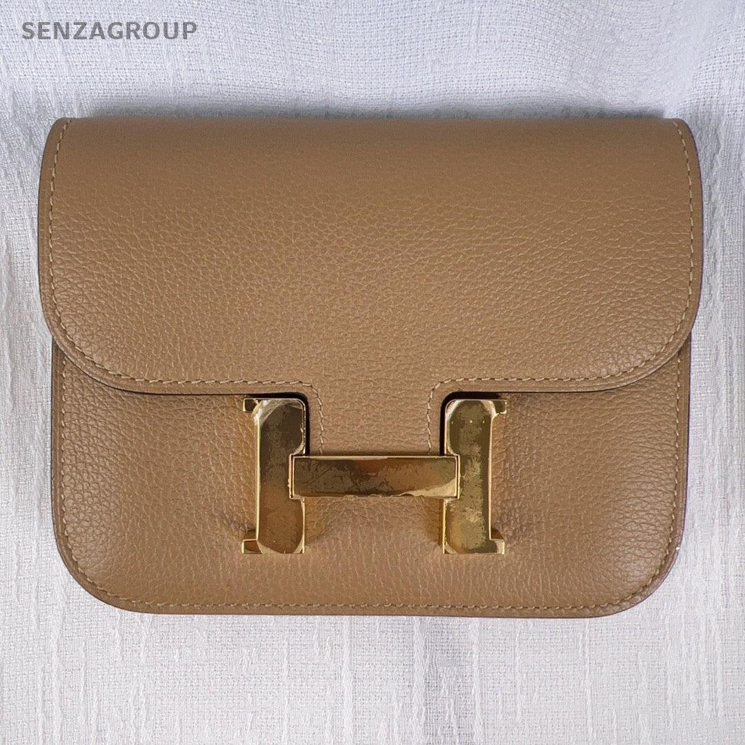 Hermes Slim Epsom Leather Purse Brown Calfskin
