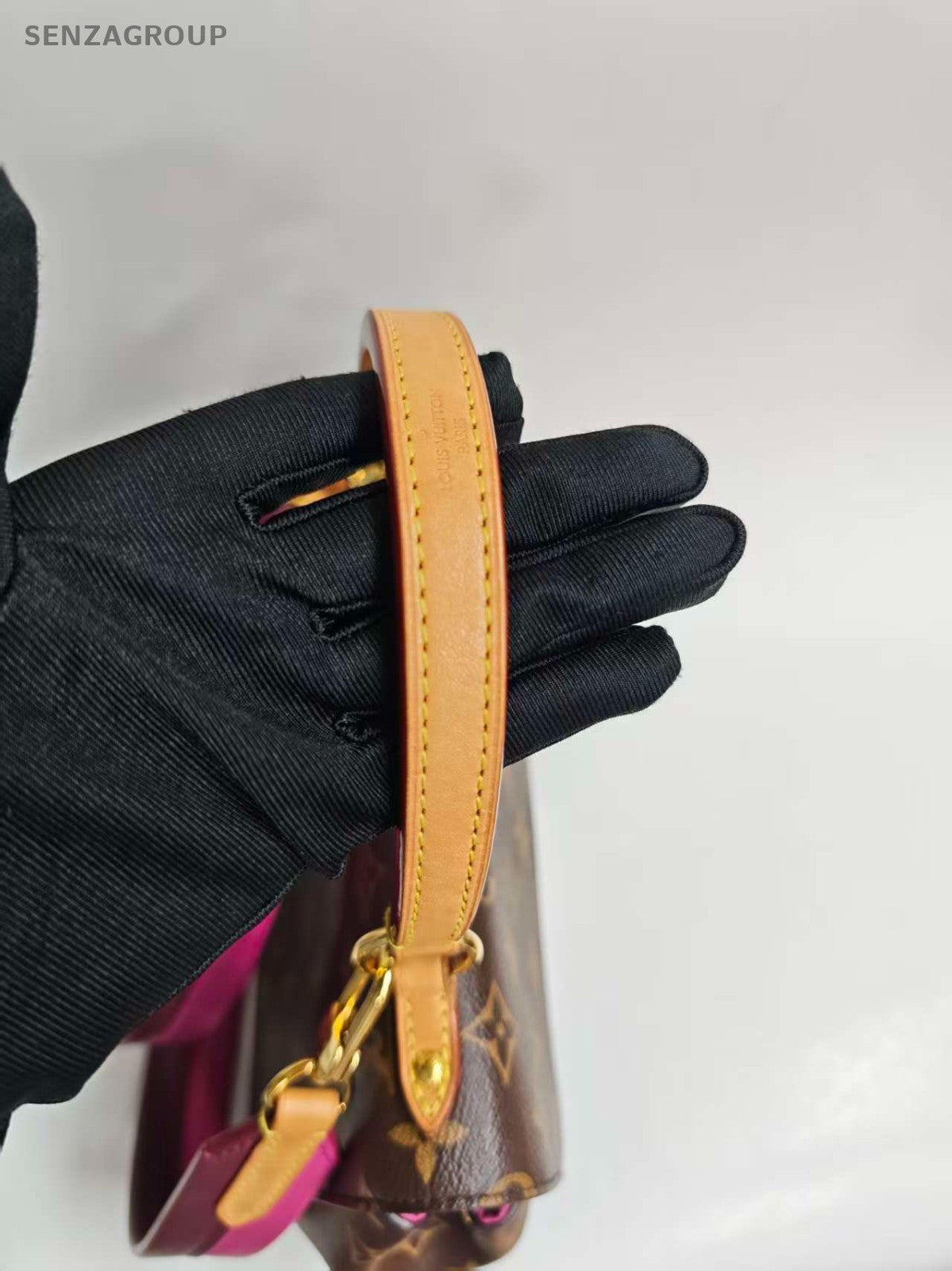 Louis Vuitton Cluny BB Monogram Top Handle Bag Crossbody Brown Gold Women