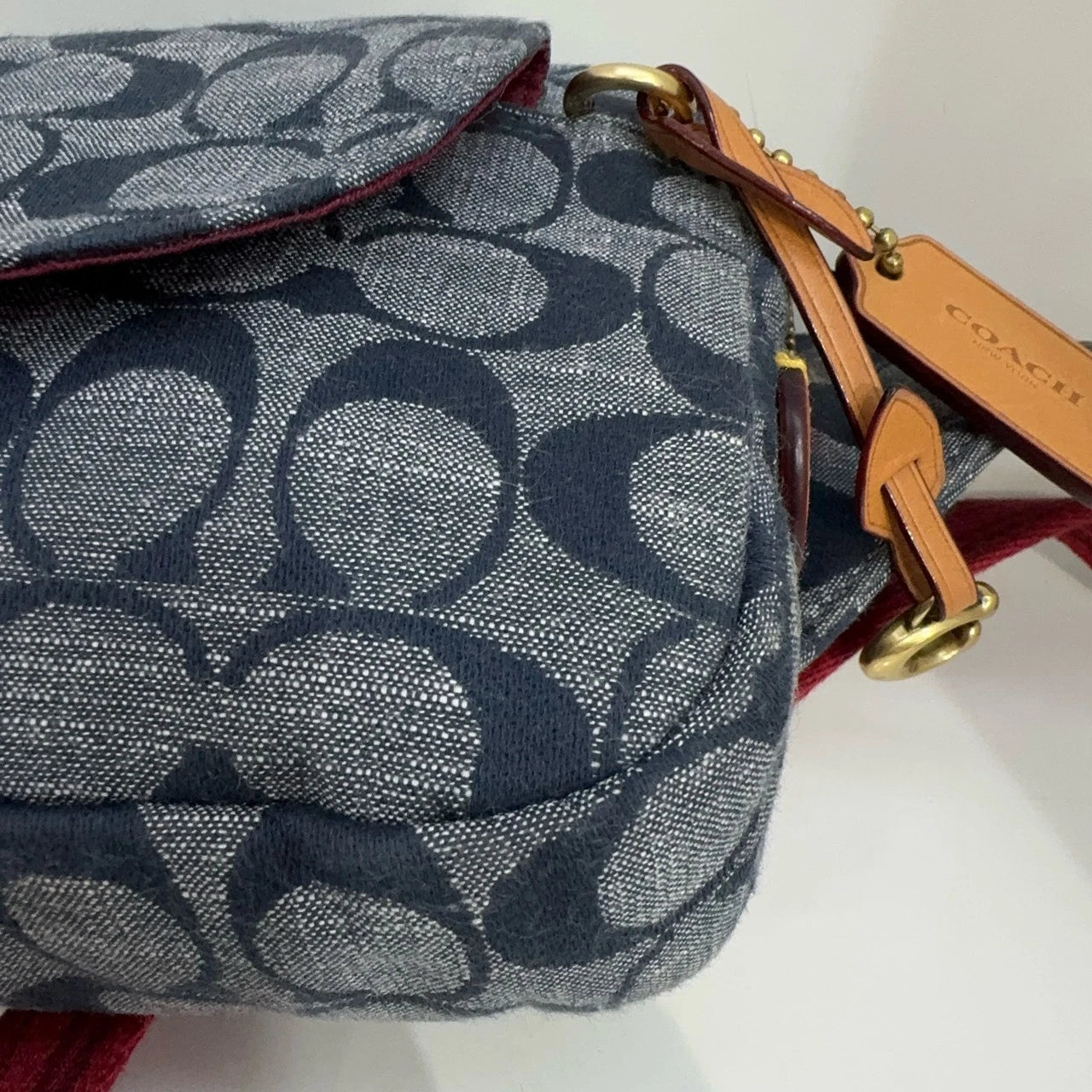 Coach Women's Chambray Canvas Leather Crossbody Camera Waist Bag