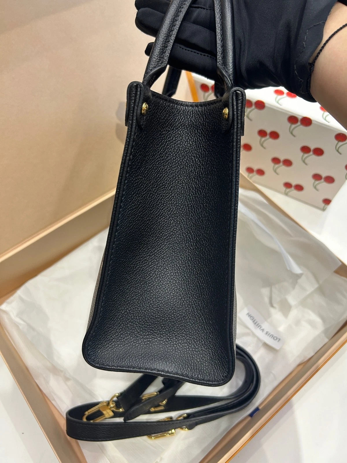 Louis Vuitton OnTheGo Black White Handbag Tote Bag Excellent