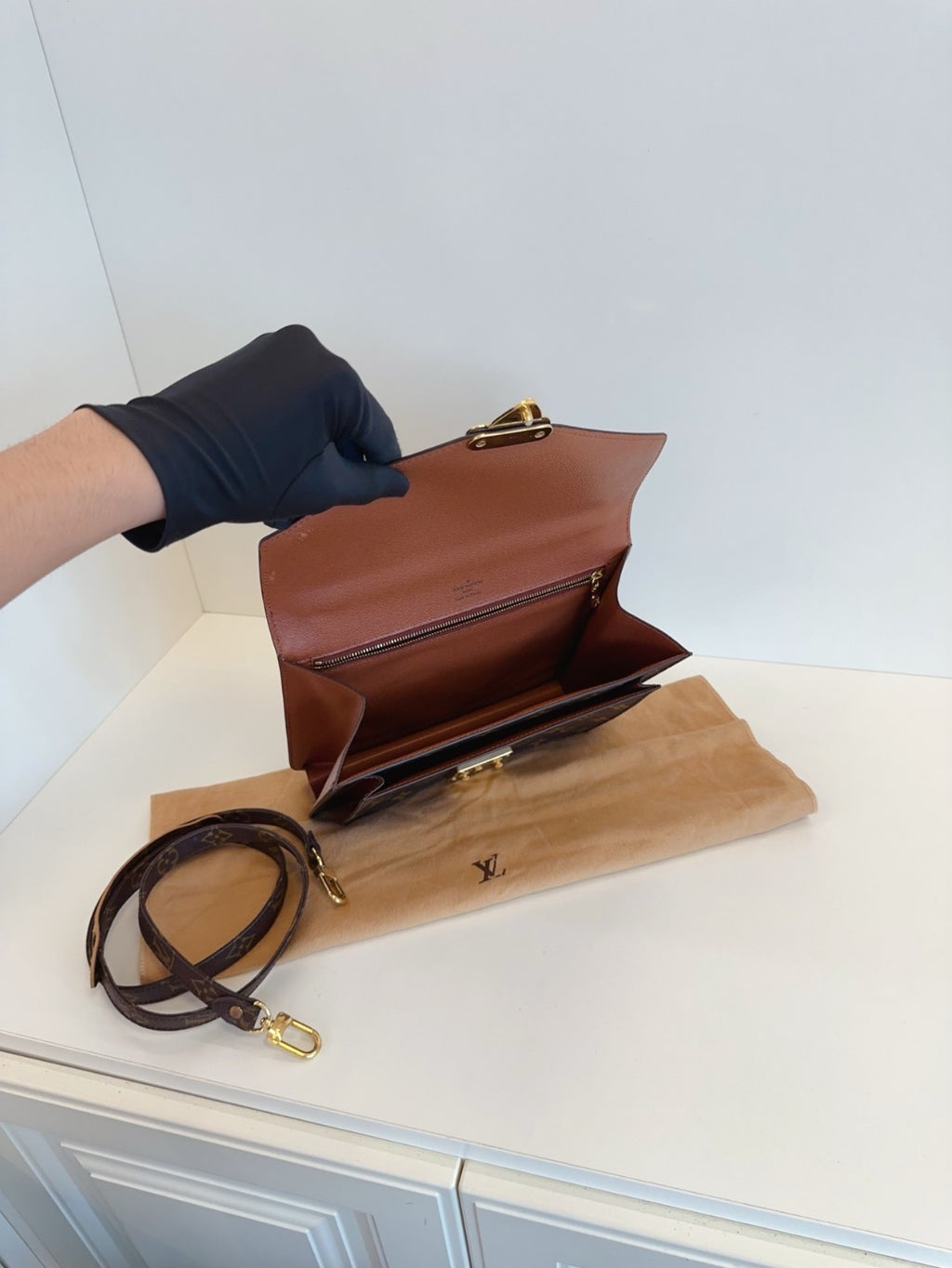 Louis Vuitton Vintage Monceau Monogram Top Handle 2way Shoulder Handbag Brown