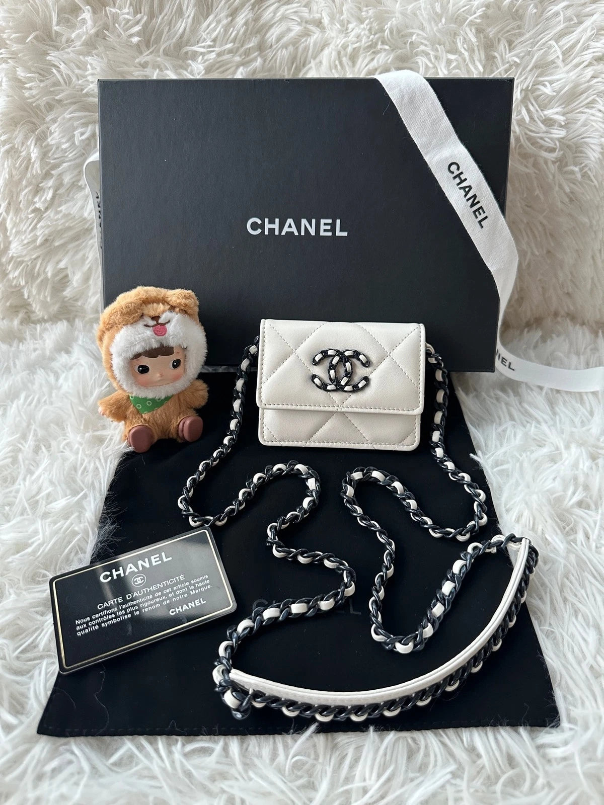 CHANEL 19 Mini Black White Panda Leather Crossbody For Women