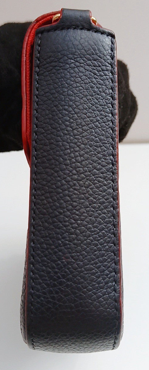 Louis Vuitton Calfskin Clutch Blue Gold Red Used Women Classic Designer