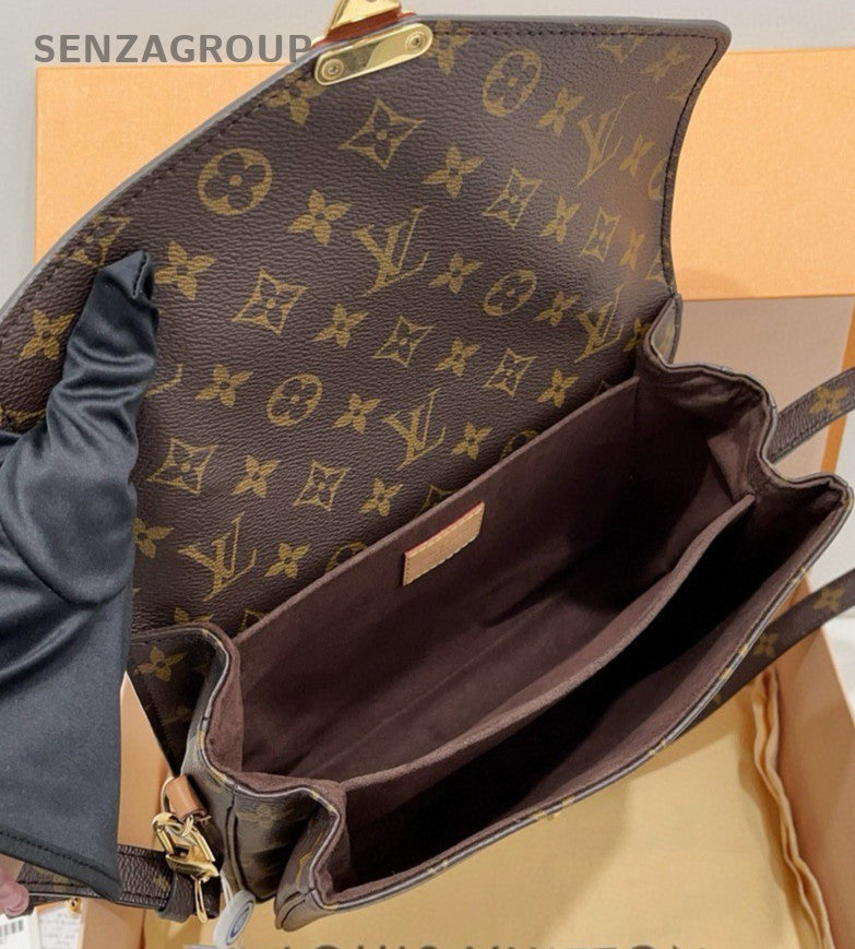 Louis Vuitton Pochette Metis Monogram Shoulder Bag Brown Gold Women Classic