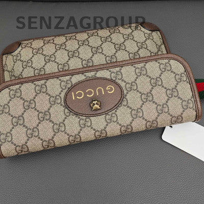 Gucci GG Supreme Tiger Head Shoulder Crossbody Bag Women's Classic Brown Gold