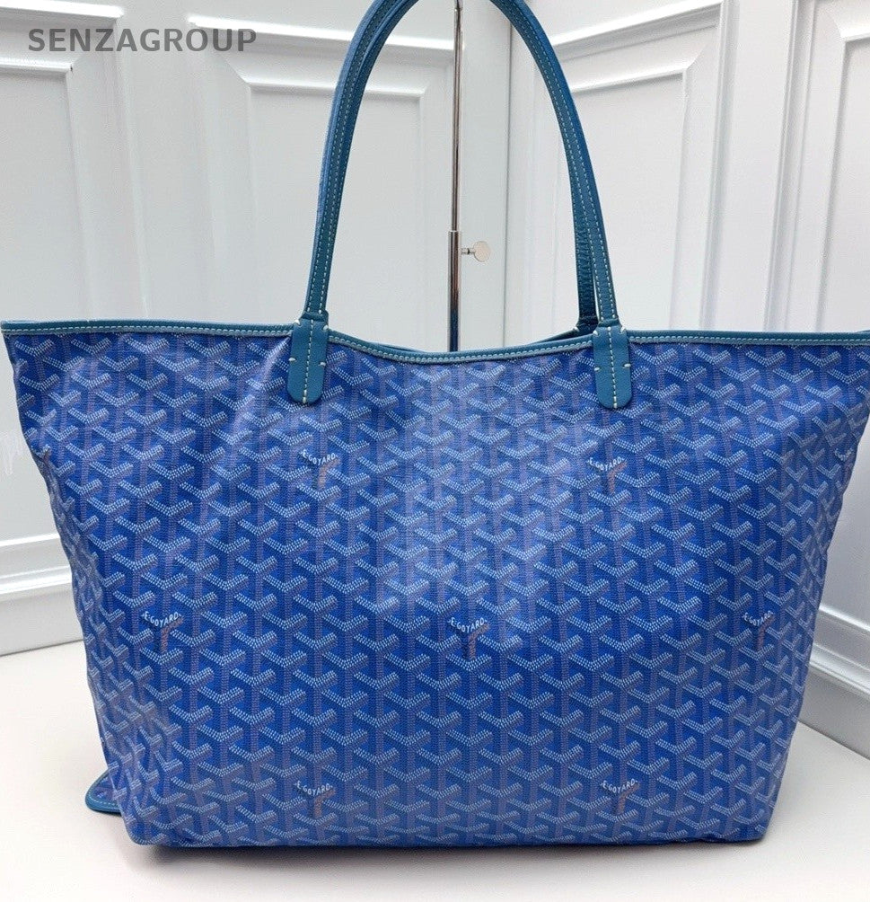 GOYARD Saint Louis Monogram Canvas Tote Shoulder Bag Women Blue