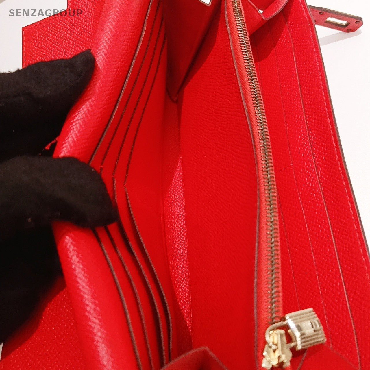 Hermes Kelly Long Wallet Clutch Gold Hardware Red Used Women Classic Designer