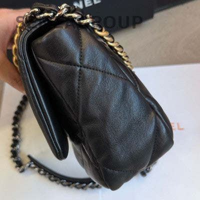 Chanel 19 Bag Black Gold Small Quilted Chain Shoulder Crossbody Bag