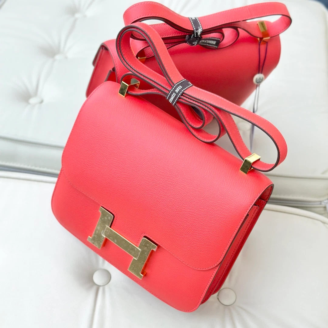 Hermes Constance 24 Epsom Shoulder Crossbody Bag Red Gold Women S
