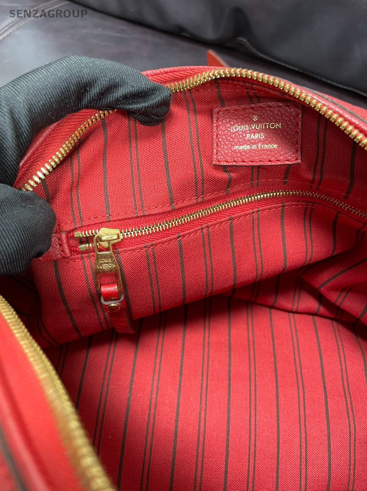Louis Vuitton Monogram Empreinte Speedy25 Top Handle Bag Crossbody Red Women