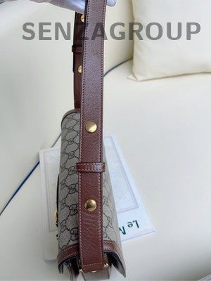 Gucci 1955 Horsebit Medium Brown Gold Buckle Shoulder Bag Classic Women